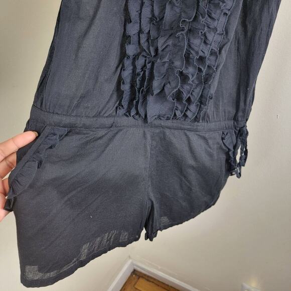 Karakorum Womens Light Cotton Ruffle Romper size S Black Sleeveless Summer Beach - Picture 5 of 10